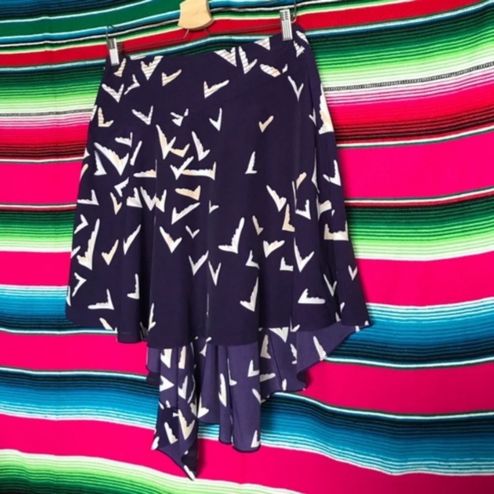 Anthro Leifsdottir Asymmetrical Scattered Skirt Midi Tiered Bird Crane Swallow - Picture 3 of 8